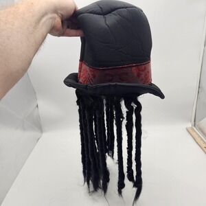 Voodoo Hat Top Hat Mens One Size Black Red Damask Dreadlocks Wig Halloween Adult